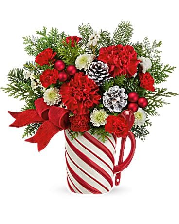 Teleflora's Send a Hug Festive Candy Cane Bouquet Bouquet