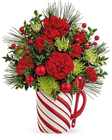 Teleflora's Send a Hug Candy Cane Greeting Bouquet Bouquet