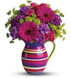 Teleflora's Rainbow Pitcher Bouquet in Chicago Ridge�IL, James Saunoris & Sons
