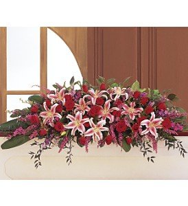 Amethyst and Ruby Casket Spray in Chicago Ridge�IL, James Saunoris & Sons