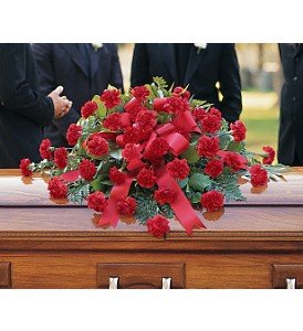 Red Regards Casket Spray in Chicago Ridge�IL, James Saunoris & Sons