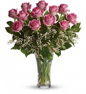 Make Me Blush - Dozen Long Stemmed Pink Roses in Chicago Ridge IL, James Saunoris & Sons