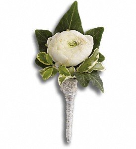 Blissful White Boutonniere in Chicago Ridge IL, James Saunoris & Sons