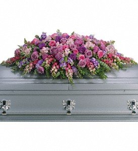 Lavender Tribute Casket Spray in Chicago Ridge IL, James Saunoris & Sons
