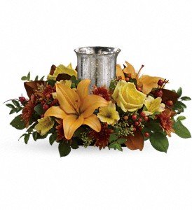 Glowing Gathering Centerpiece by Teleflora in Chicago Ridge IL, James Saunoris & Sons