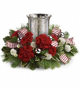 Teleflora's Holly Jolly Centerpiece in Chicago Ridge IL, James Saunoris & Sons