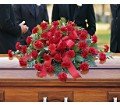 Red Regards Casket Spray in Chicago Ridge IL James Saunoris & Sons