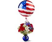 Red, White and Balloon Bouquet in Chicago Ridge IL, James Saunoris & Sons