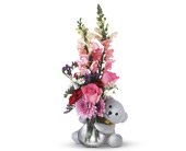 Teleflora's Bear Hug Bear with Pink Roses in Chicago Ridge IL, James Saunoris & Sons