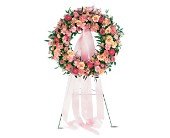 Respectful Pink Wreath in Chicago Ridge IL, James Saunoris & Sons