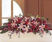 Amethyst and Ruby Casket Spray in Chicago Ridge IL, James Saunoris & Sons