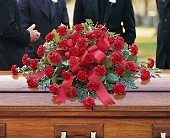 Red Regards Casket Spray in Chicago Ridge IL, James Saunoris & Sons
