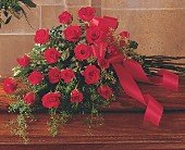 Red Rose Tribute Casket Spray in Chicago Ridge IL, James Saunoris & Sons