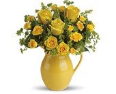 Teleflora's Sunny Day Pitcher of Roses in Chicago Ridge IL James Saunoris & Sons
