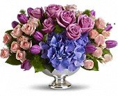 Teleflora's Purple Elegance Centerpiece in Chicago Ridge IL James Saunoris & Sons