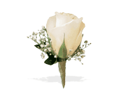 White Rose and Baby's Breath Boutonniere in Chicago Ridge IL, James Saunoris & Sons